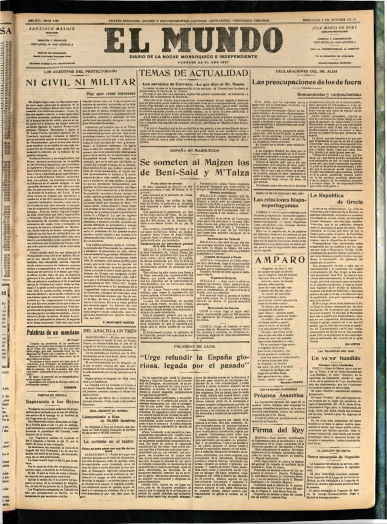 Miniatura de El Mundo del 4 de octubre de 1922 (edición de provincias)