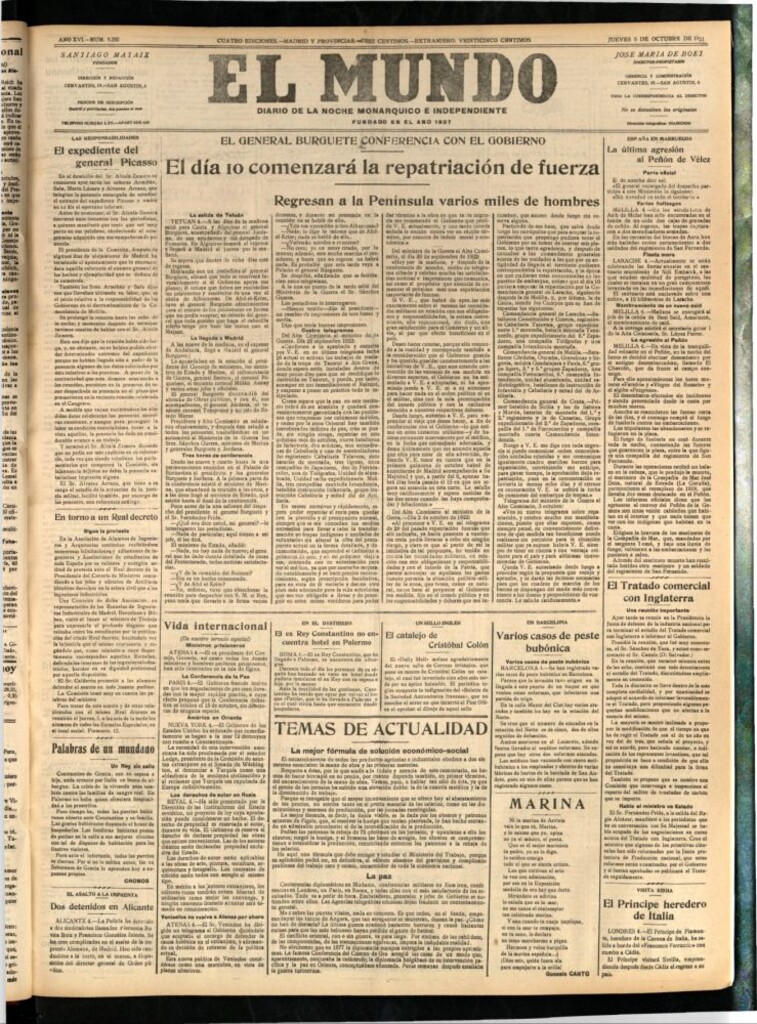 Miniatura de El Mundo del 5 de octubre de 1922 (edición de provincias)