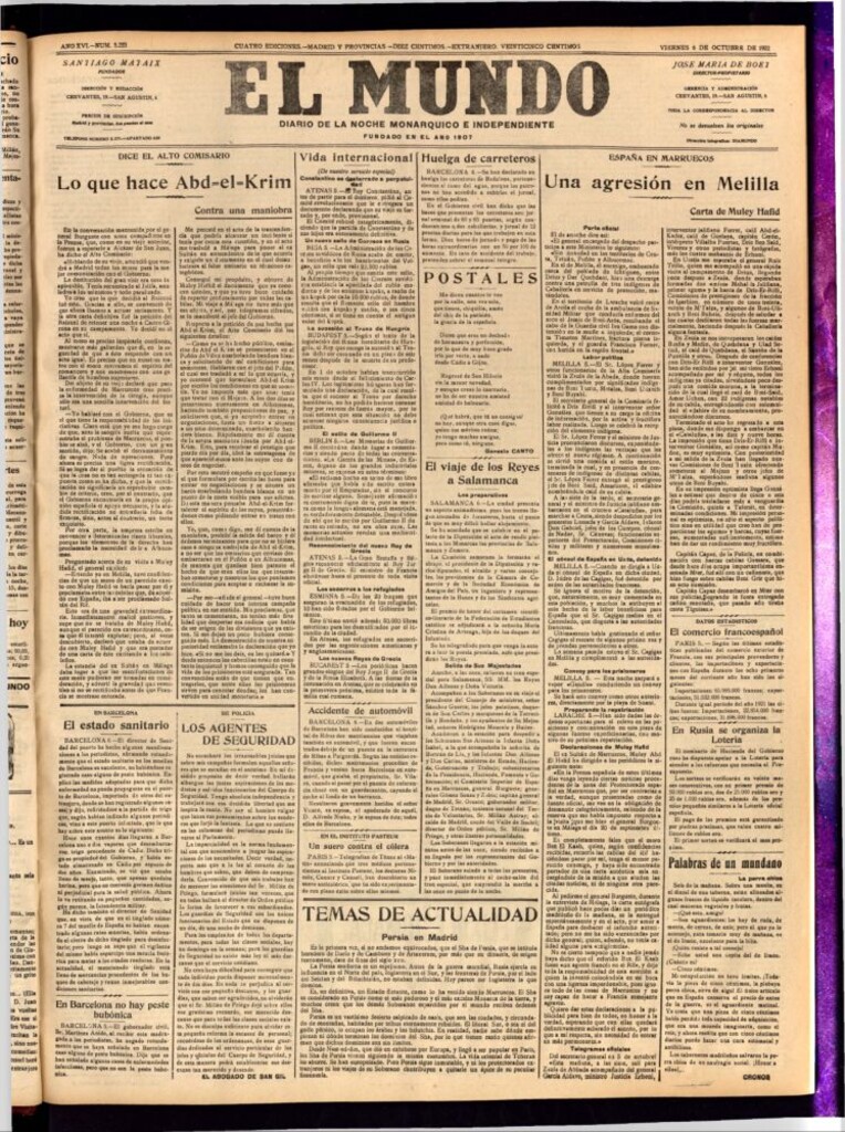 Miniatura de El Mundo del 6 de octubre de 1922