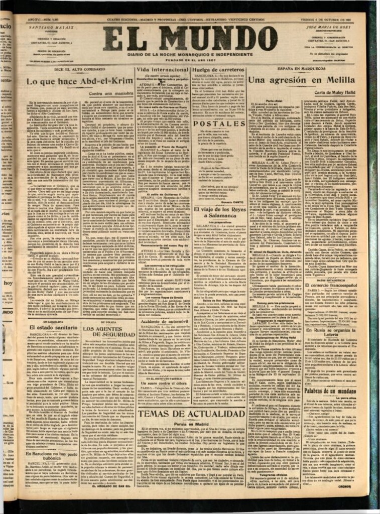 Miniatura de El Mundo del 6 de octubre de 1922 (edición de provincias)