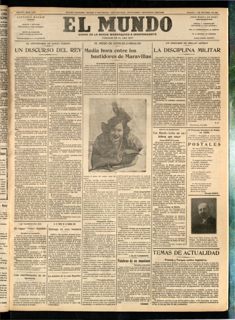 Miniatura de El Mundo del 7 de octubre de 1922 (edición de provincias)