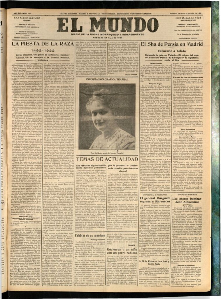 Miniatura de El Mundo del 11 de octubre de 1922 (edición de provincias)