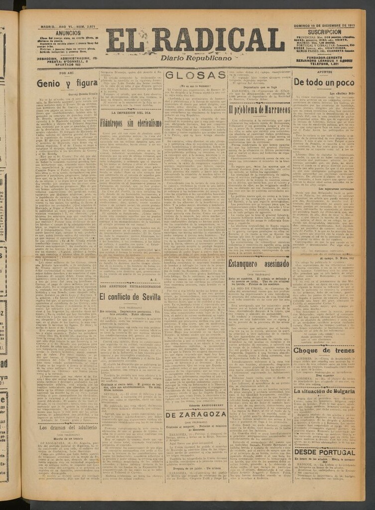 Miniatura de El Radical: diario republicano del 19 de diciembre de 1915