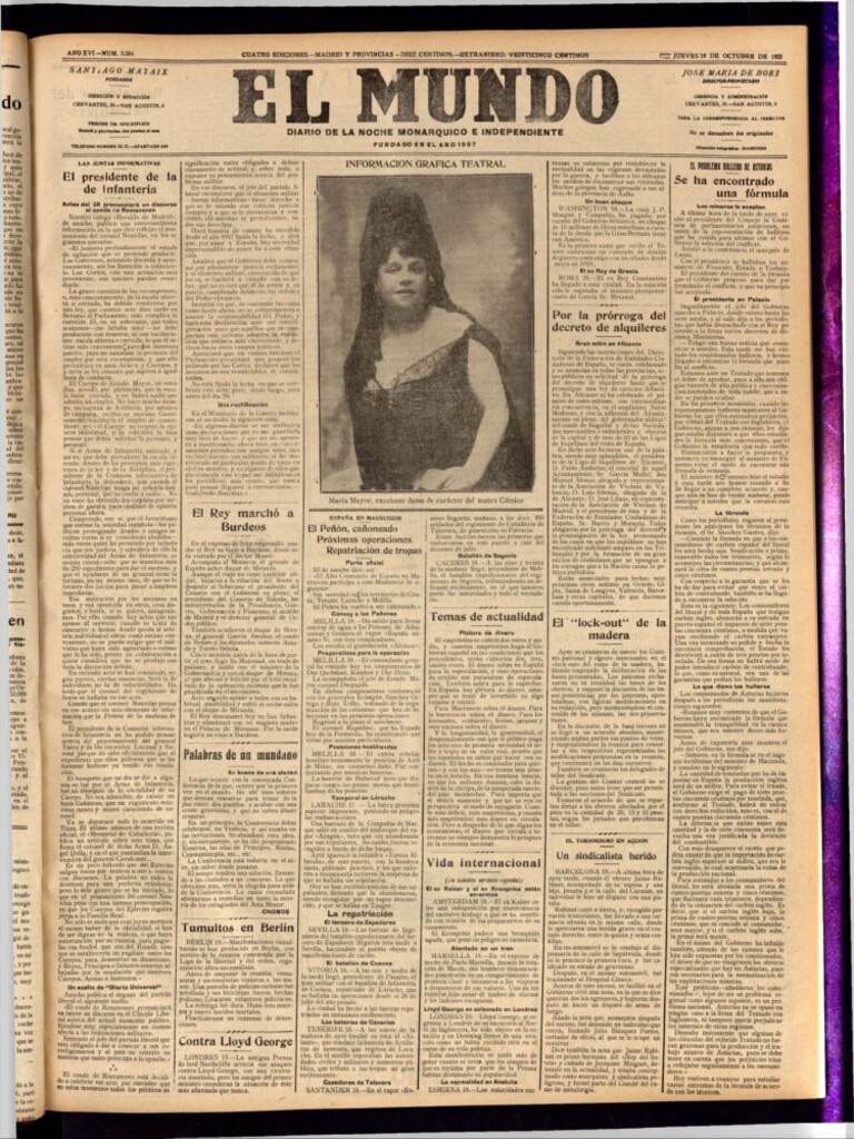 Miniatura de El Mundo del 19 de octubre de 1922