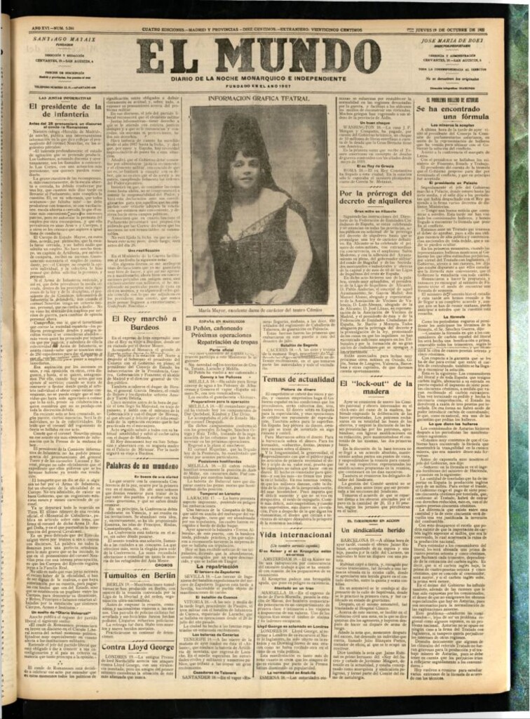 Miniatura de El Mundo del 19 de octubre de 1922 (edición de provincias)