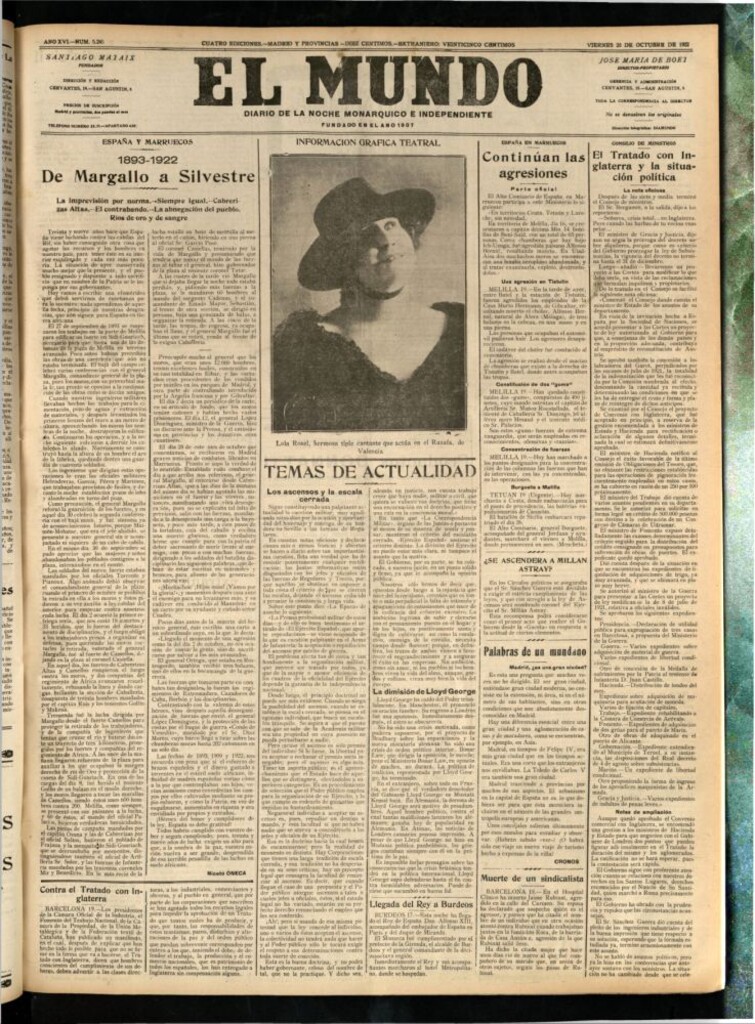 Miniatura de El Mundo del 20 de octubre de 1922 (edición de provincias)