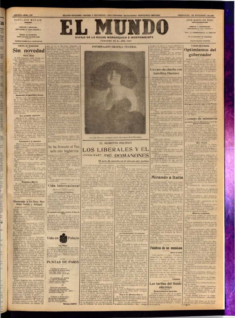 Miniatura de El Mundo del 1 de noviembre de 1922