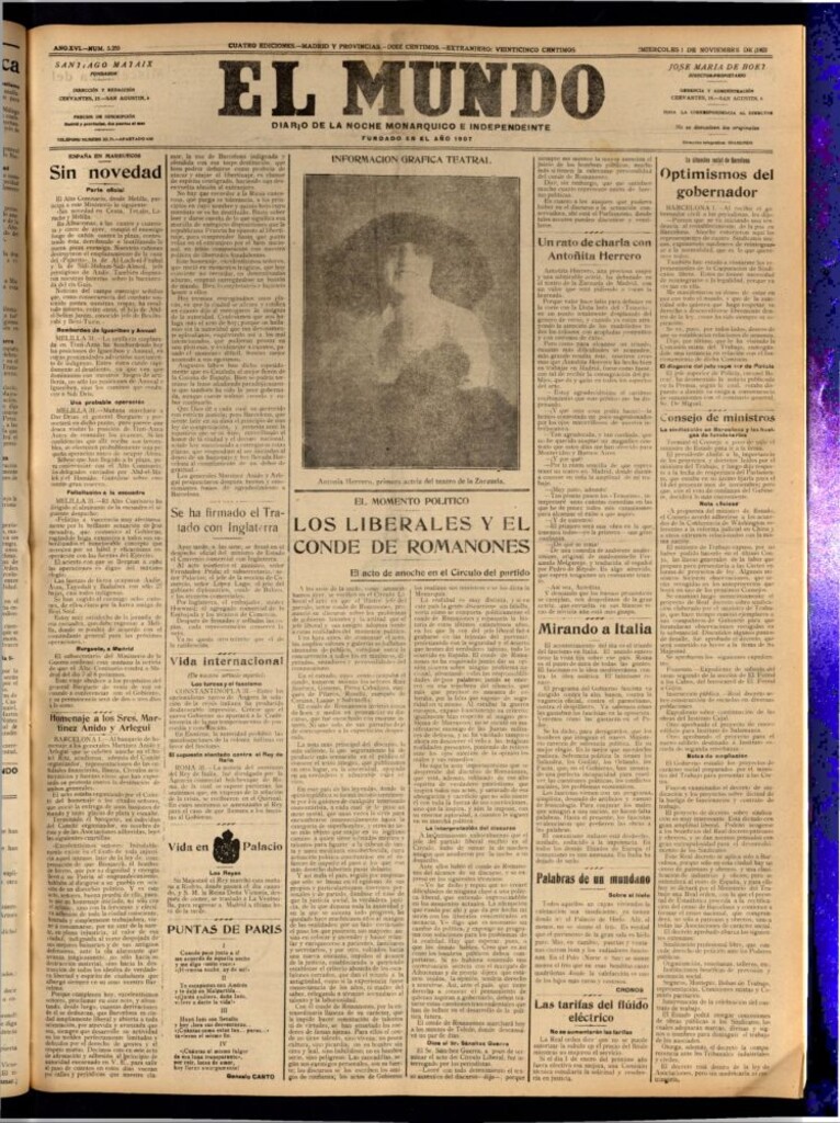 Miniatura de El Mundo del 1 de noviembre de 1922 (edición de provincias)