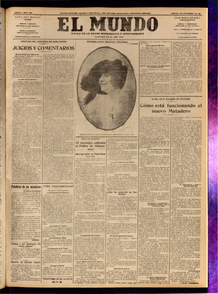 Miniatura de El Mundo del 2 de noviembre de 1922