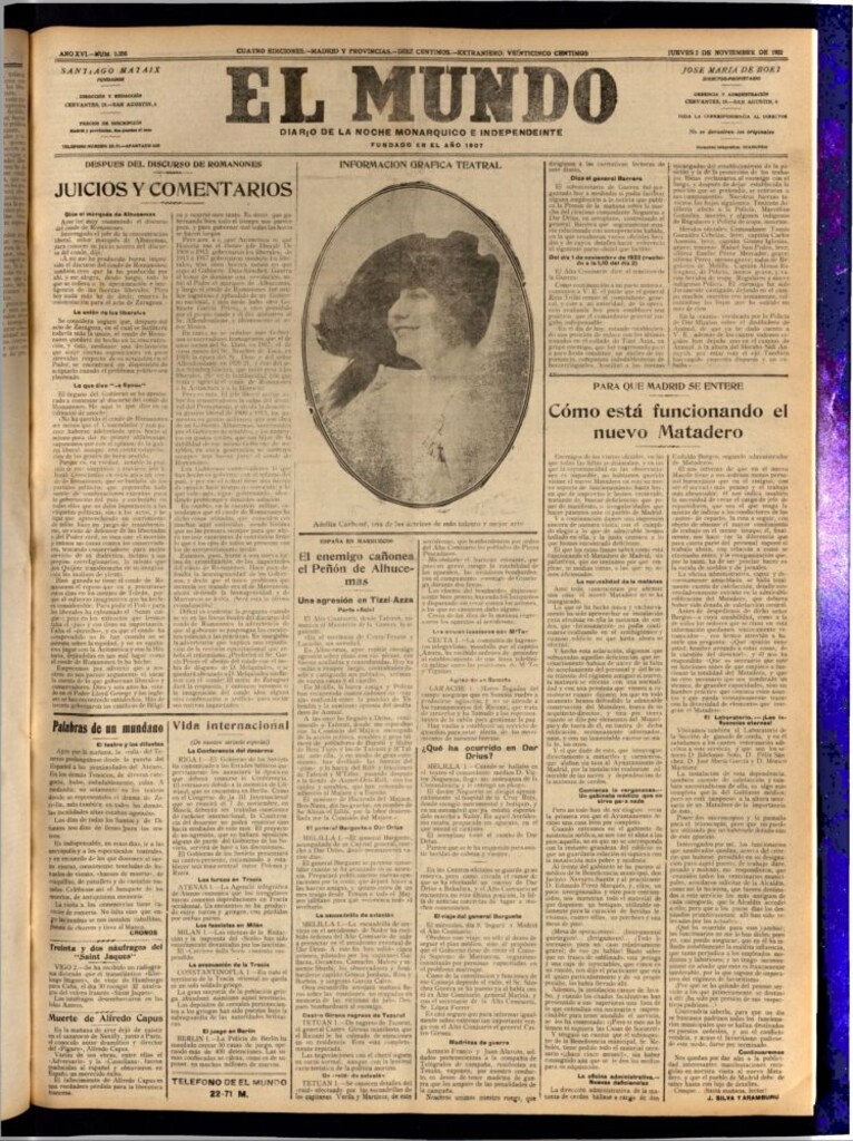 Miniatura de El Mundo del 2 de noviembre de 1922 (edición de provincias)