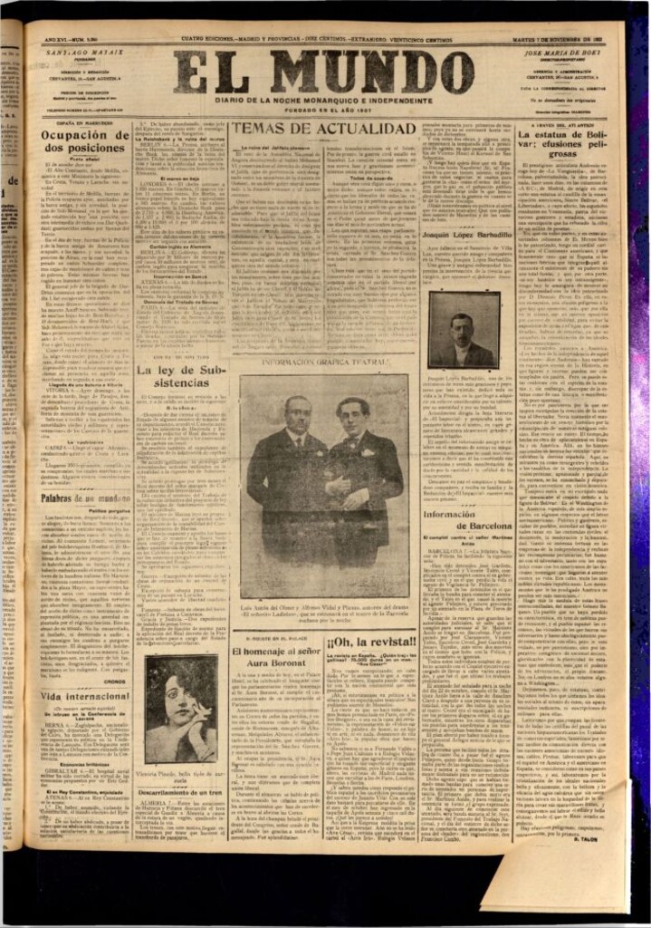 Miniatura de El Mundo del 7 de noviembre de 1922 (edición de provincias)