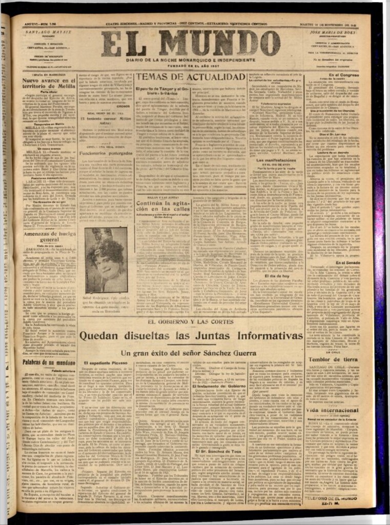 Miniatura de El Mundo del 14 de noviembre de 1922 (edición de provincias)