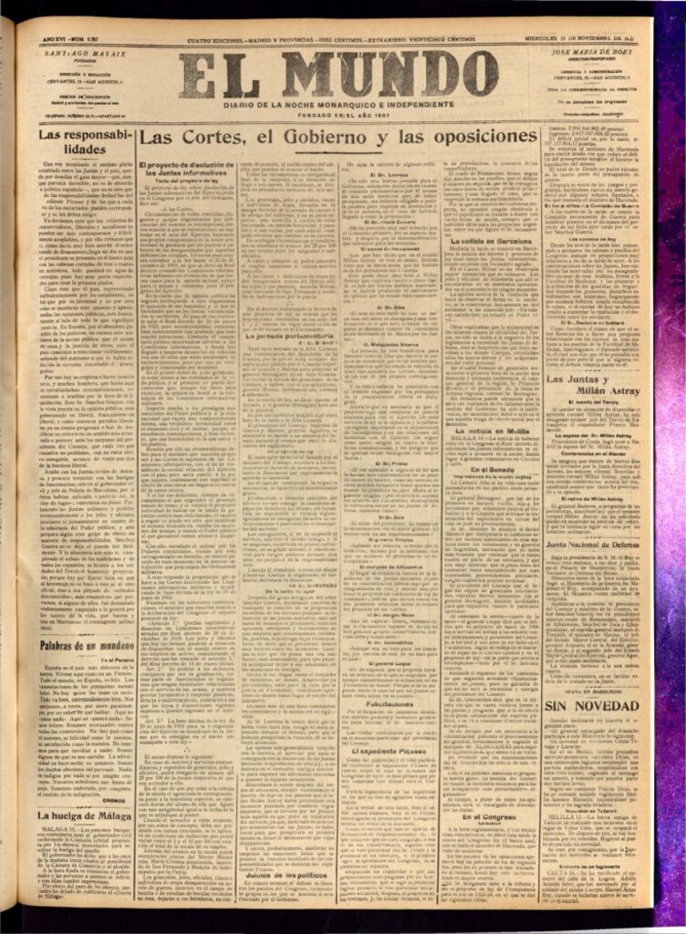 Miniatura de El Mundo del 15 de noviembre de 1922