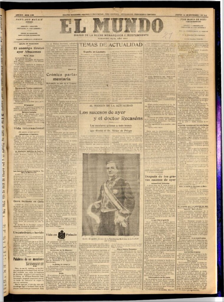 Miniatura de El Mundo del 16 de noviembre de 1922 (edición de provincias)