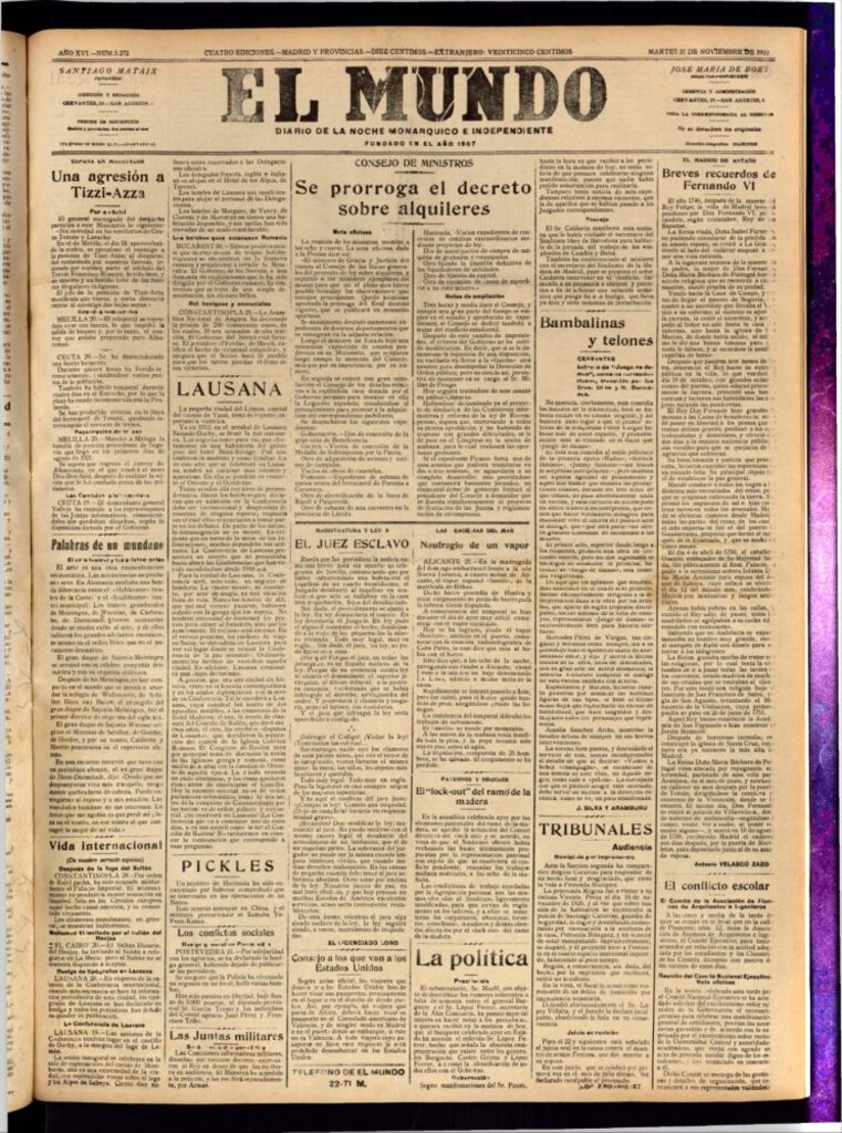 Miniatura de El Mundo del 21 de noviembre de 1922