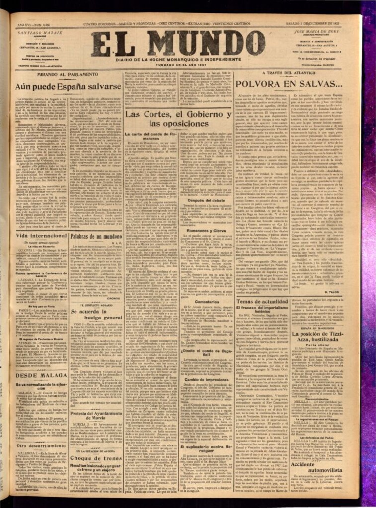 Miniatura de El Mundo del 2 de diciembre de 1922