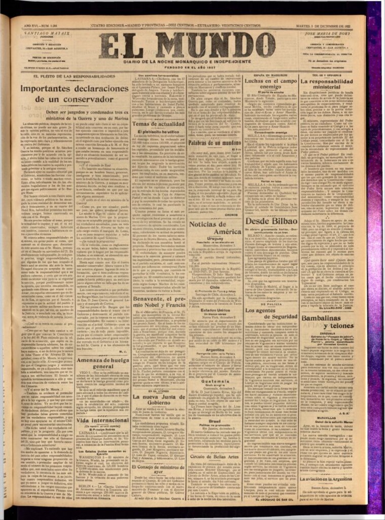 Miniatura de El Mundo del 5 de diciembre de 1922