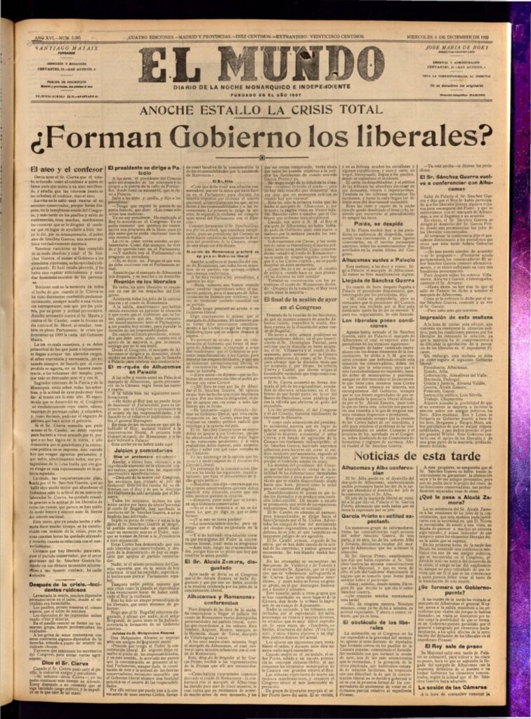 Miniatura de El Mundo del 6 de diciembre de 1922