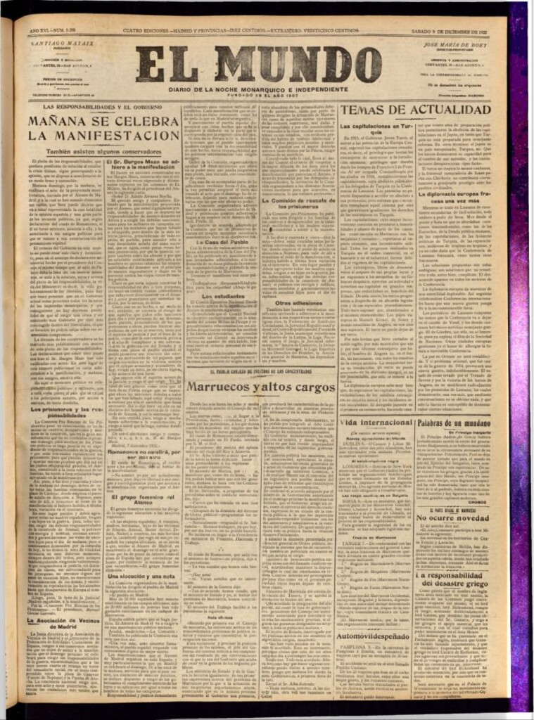 Miniatura de El Mundo del 9 de diciembre de 1922