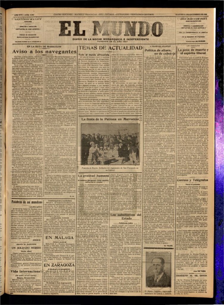 Miniatura de El Mundo del 12 de diciembre de 1922 (edición de provincias)