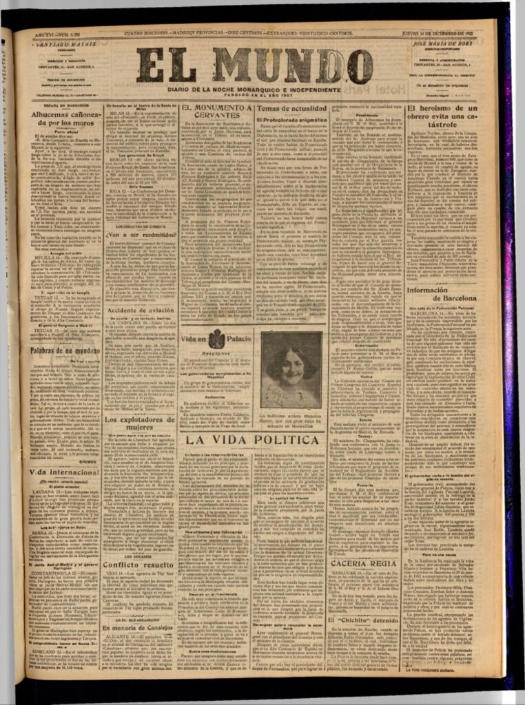 Miniatura de El Mundo del 14 de diciembre de 1922 (edición de provincias)