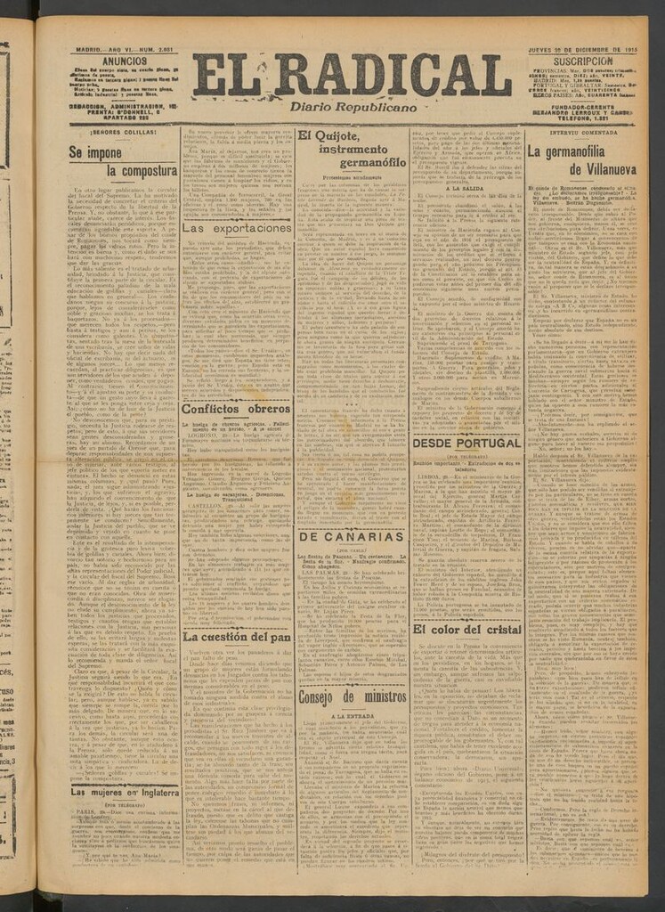 Miniatura de El Radical: diario republicano del 30 de diciembre de 1915