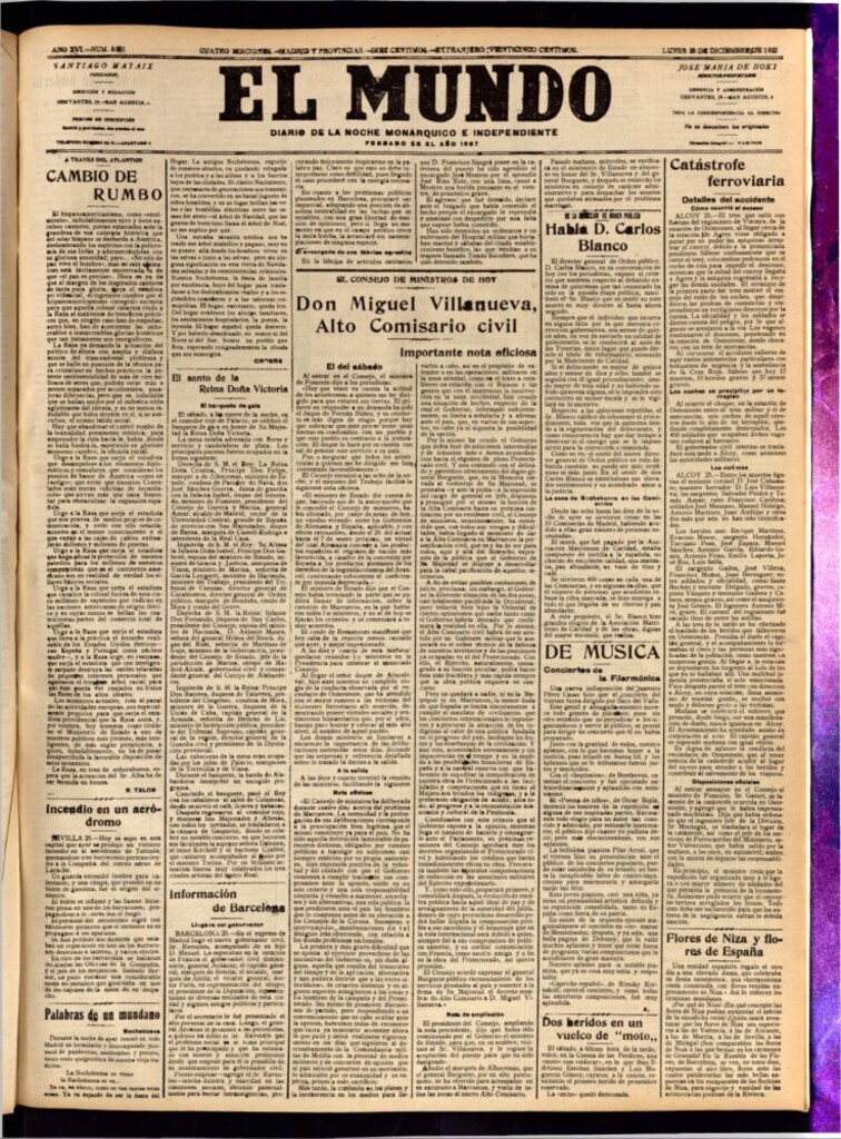 Miniatura de El Mundo del 25 de diciembre de 1922