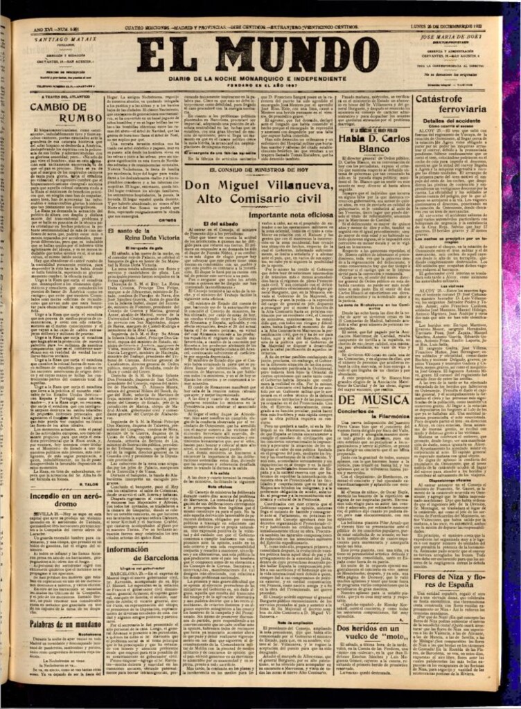 Miniatura de El Mundo del 25 de diciembre de 1922 (edición de provincias)