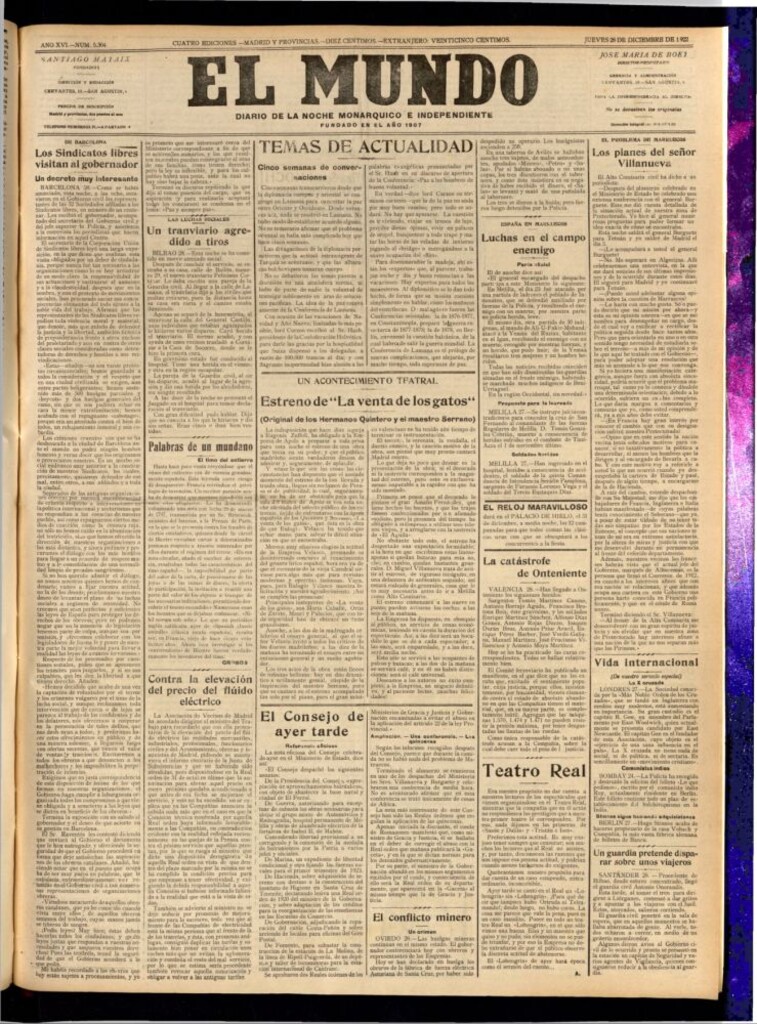 Miniatura de El Mundo del 28 de diciembre de 1922 (edición de provincias)