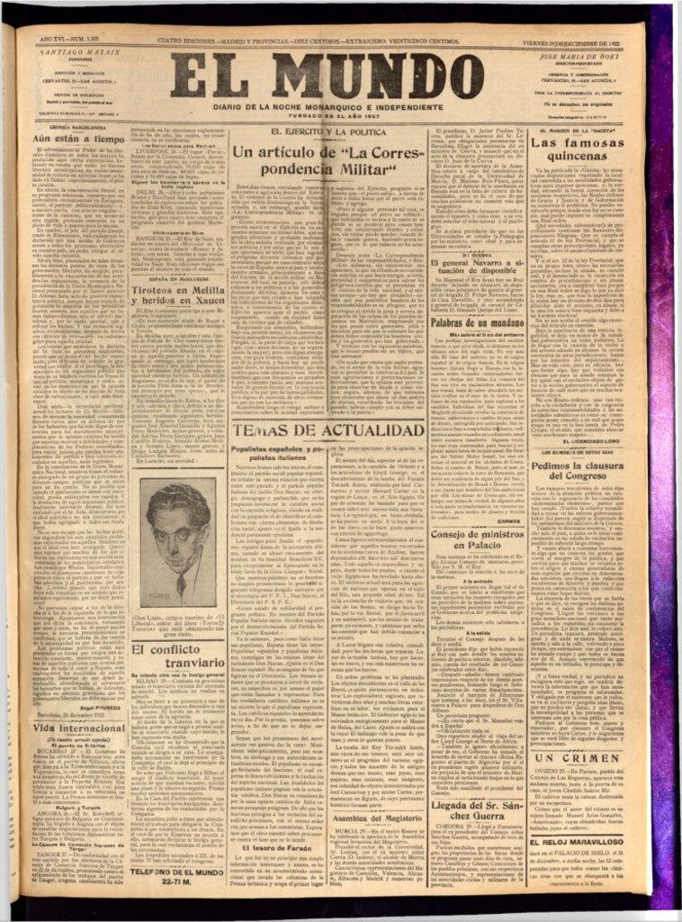 Miniatura de El Mundo del 29 de diciembre de 1922