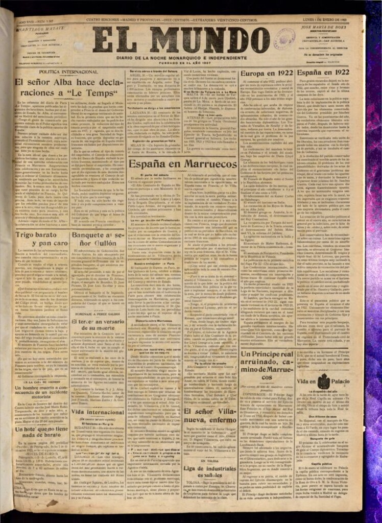 Miniatura de El Mundo del 1 de enero de 1923