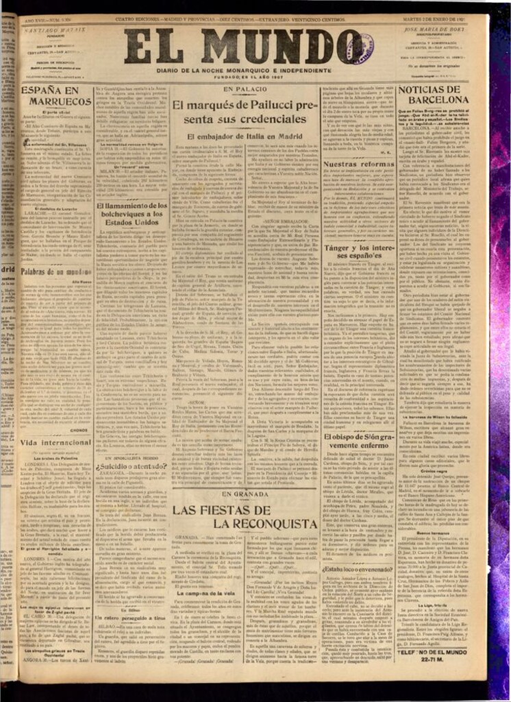 Miniatura de El Mundo del 2 de enero de 1923