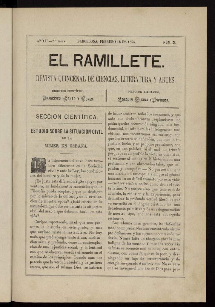 Miniatura de El ramillete : revista quincenal de ciencias, literatura y artes del 15 de febrero de 1875