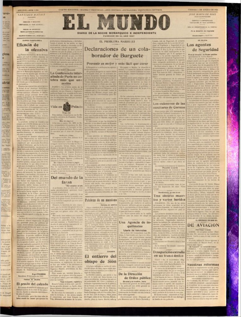 Miniatura de El Mundo del 5 de enero de 1923