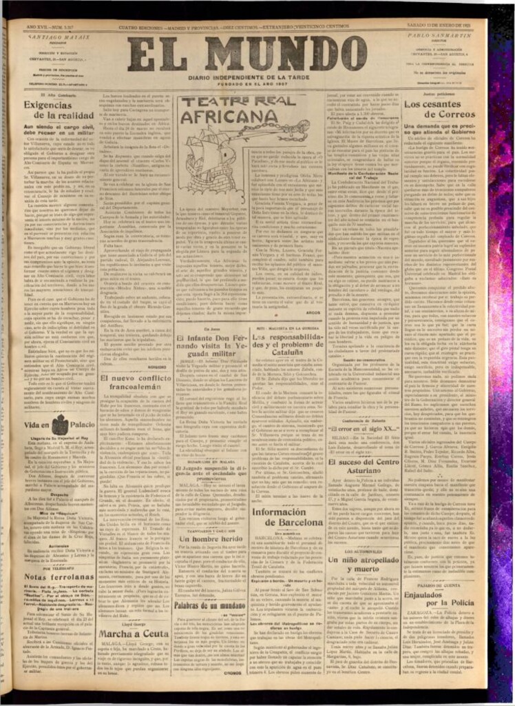 Miniatura de El Mundo del 13 de enero de 1923