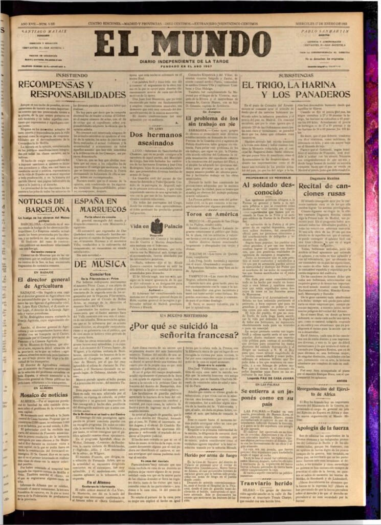 Miniatura de El Mundo del 17 de enero de 1923