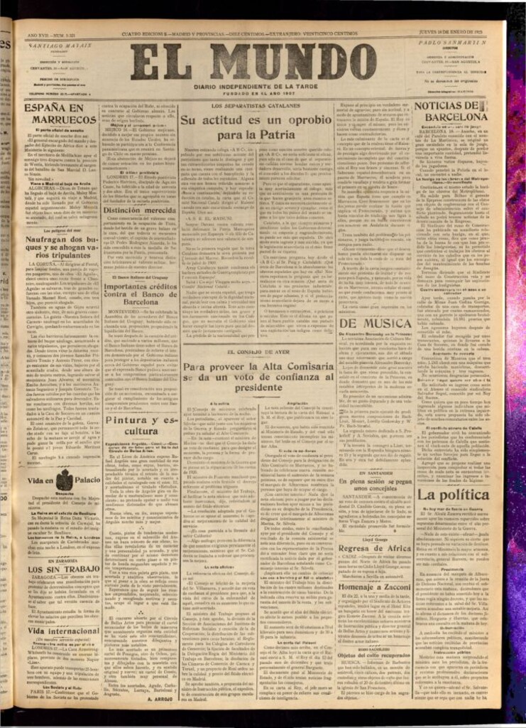 Miniatura de El Mundo del 18 de enero de 1923