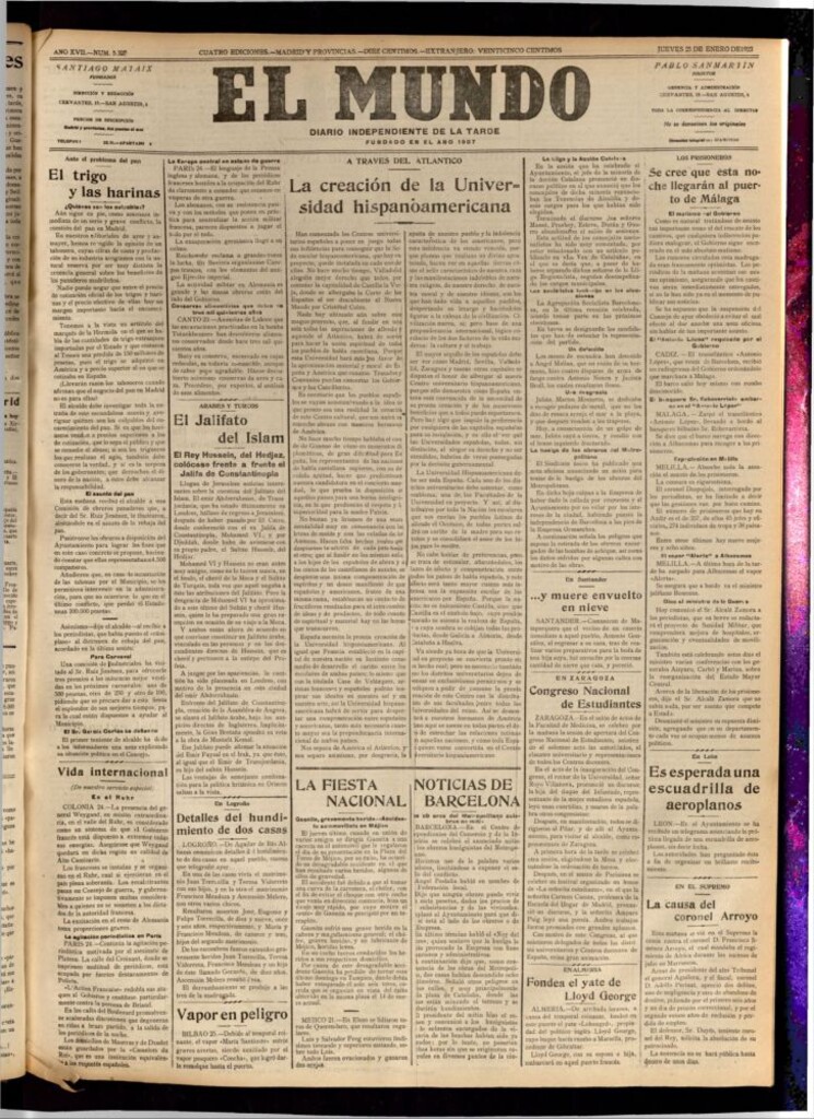 Miniatura de El Mundo del 25 de enero de 1923