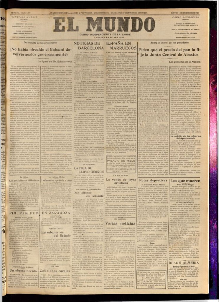 Miniatura de El Mundo del 1 de febrero de 1923