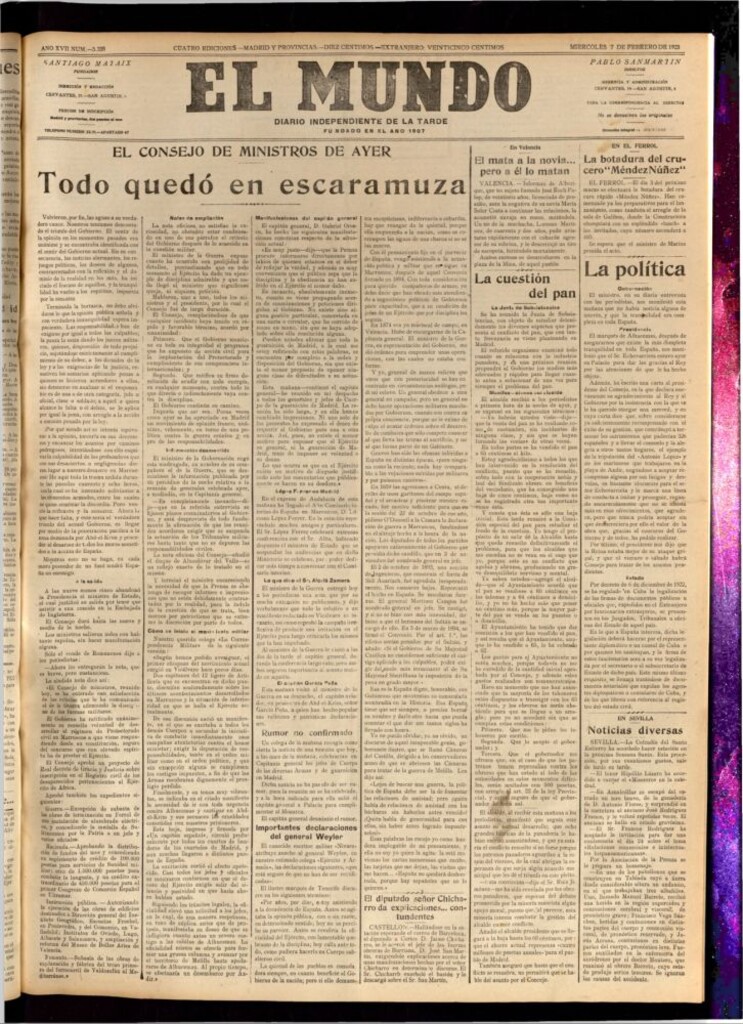 Miniatura de El Mundo del 7 de febrero de 1923