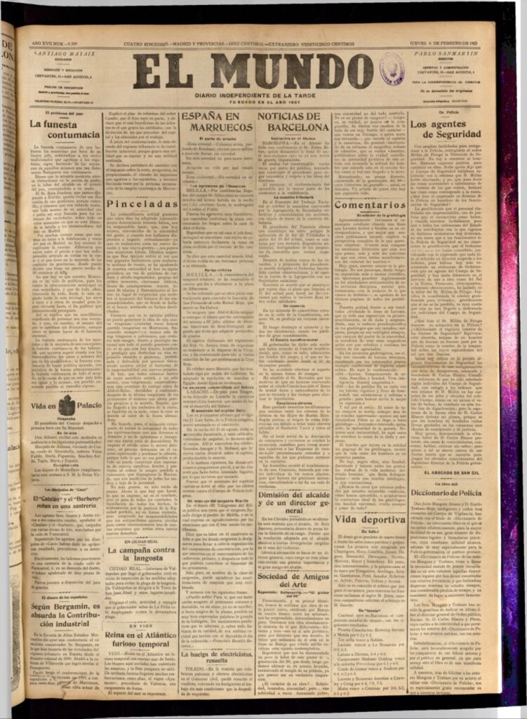 Miniatura de El Mundo del 8 de febrero de 1923