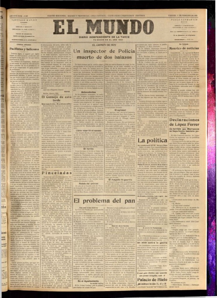 Miniatura de El Mundo del 9 de febrero de 1923