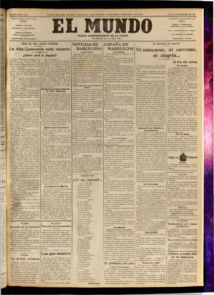 Miniatura de El Mundo del 12 de febrero de 1923
