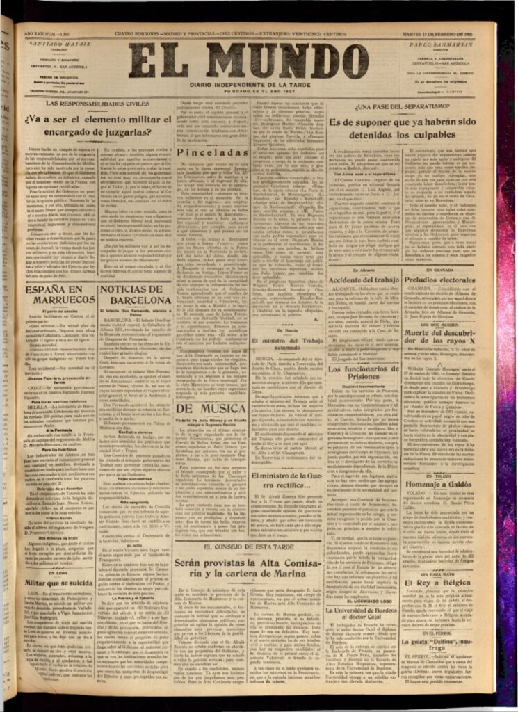 Miniatura de El Mundo del 13 de febrero de 1923