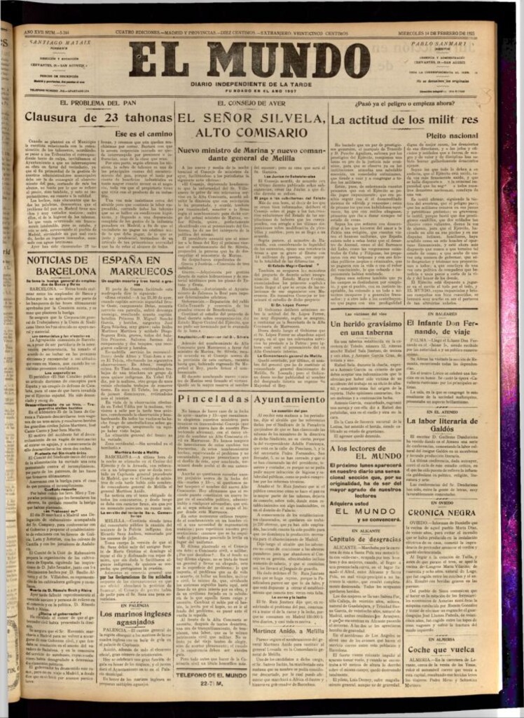 Miniatura de El Mundo del 14 de febrero de 1923
