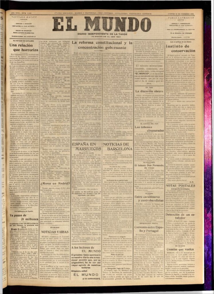 Miniatura de El Mundo del 15 de febrero de 1923