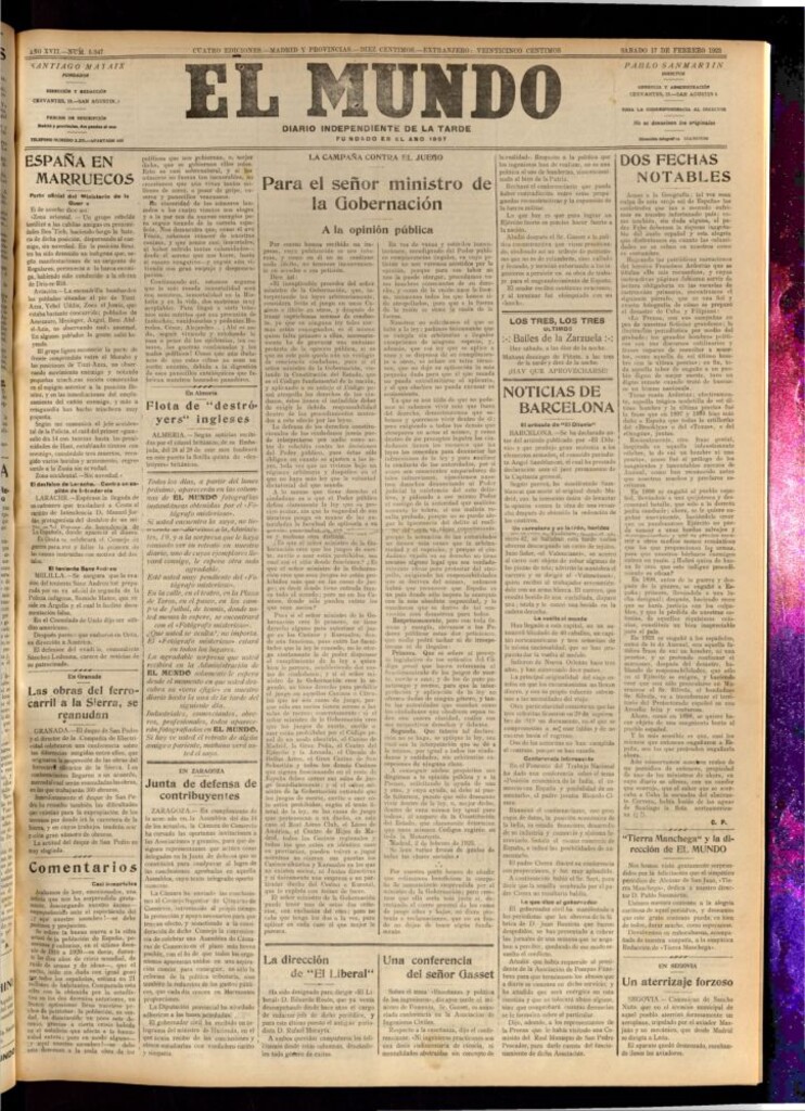 Miniatura de El Mundo del 17 de febrero de 1923