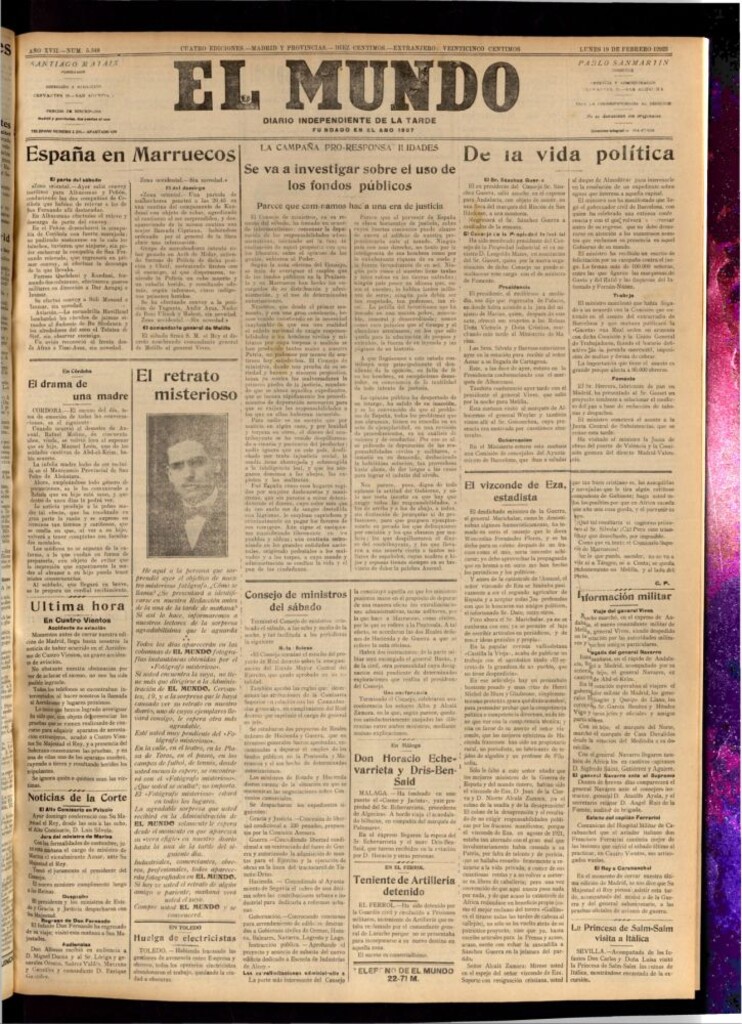 Miniatura de El Mundo del 19 de febrero de 1923