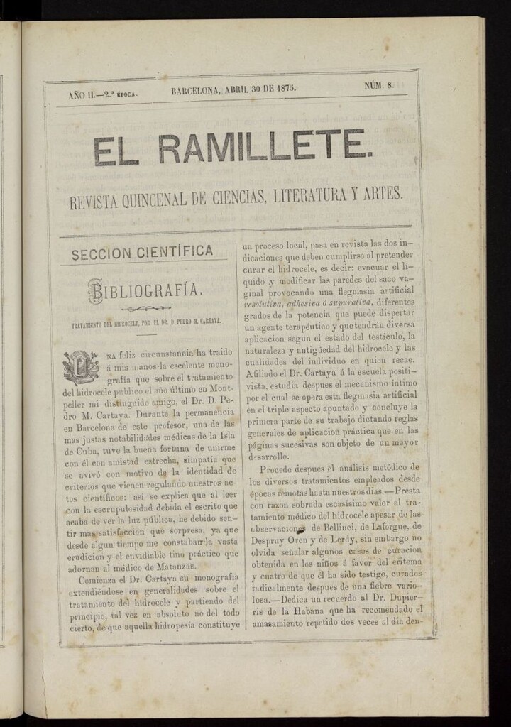 Miniatura de El ramillete : revista quincenal de ciencias, literatura y artes del 30 de abril de 1875