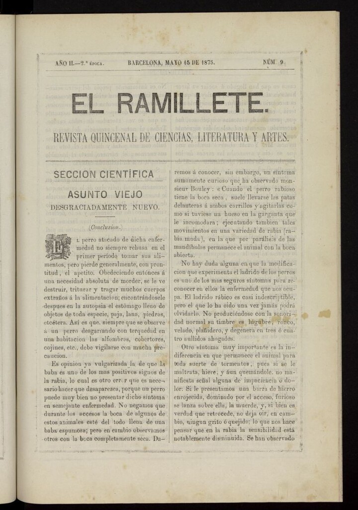 Miniatura de El ramillete : revista quincenal de ciencias, literatura y artes del 15 de mayo de 1875